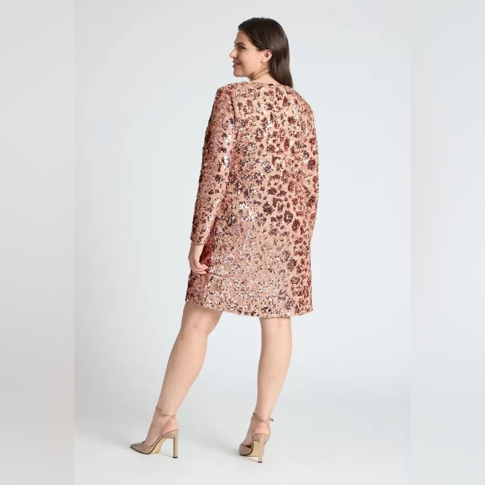 V Neck Rose Gold Mini Dress - Picture 6 of 8
